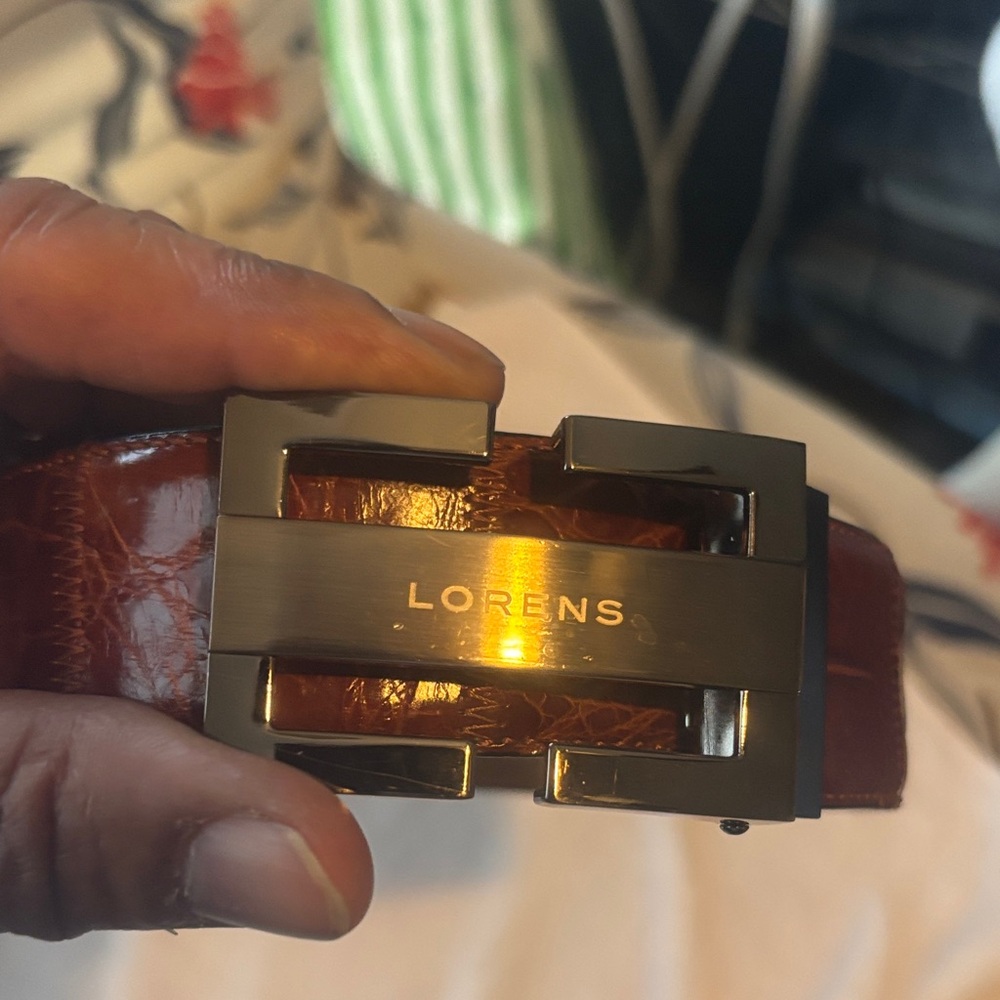 Brown Leather Belt with Silver Buckle